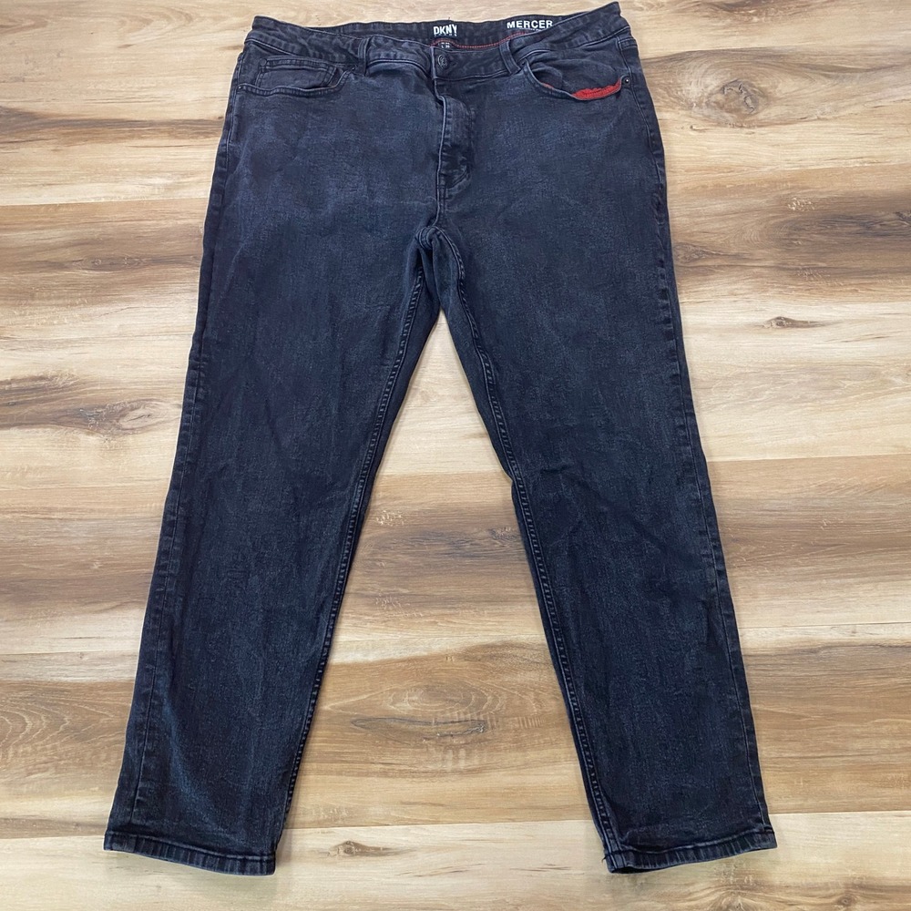 DKNY Jeans Mercer Skinny Fit 38x30 Stretch Denim Pants Black Mens